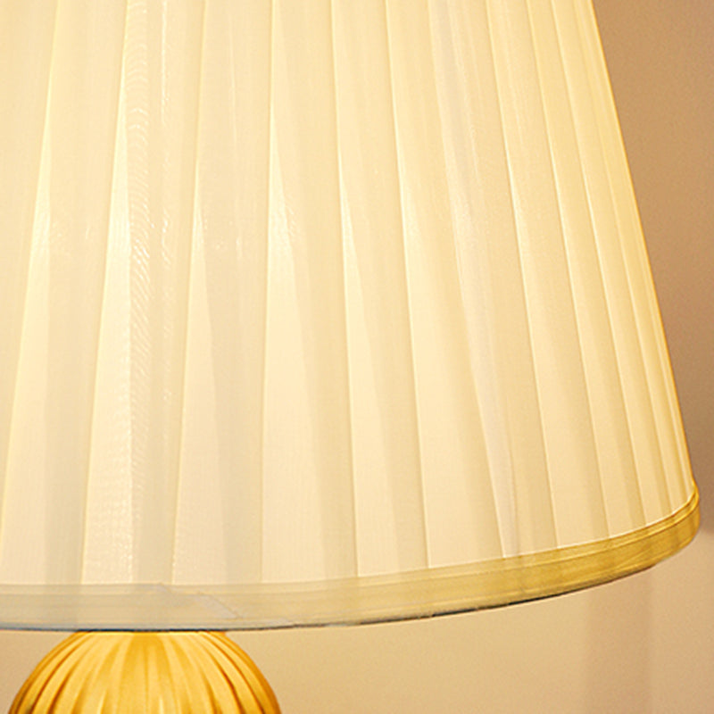 Simple Brass and Jade Table Lamp White Fabric Lampshade for Bedroom Living Room E27 Desk Lamp