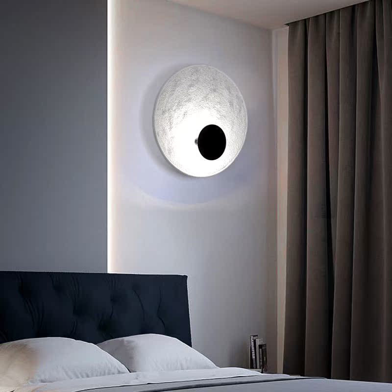 Modern Creative Round Resin Wall Lamps LED Indoor White Black Color Bedside Bedroom Wall Light