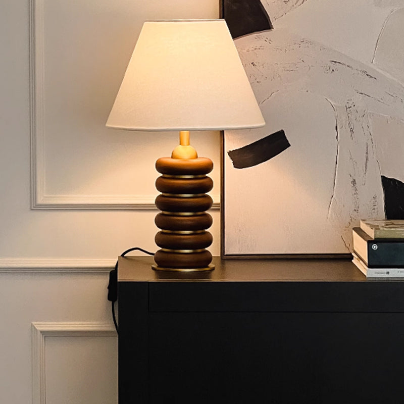 Vintage Light Luxury Warm Wooden Table Lamp Bedroom French  New Chinese Style