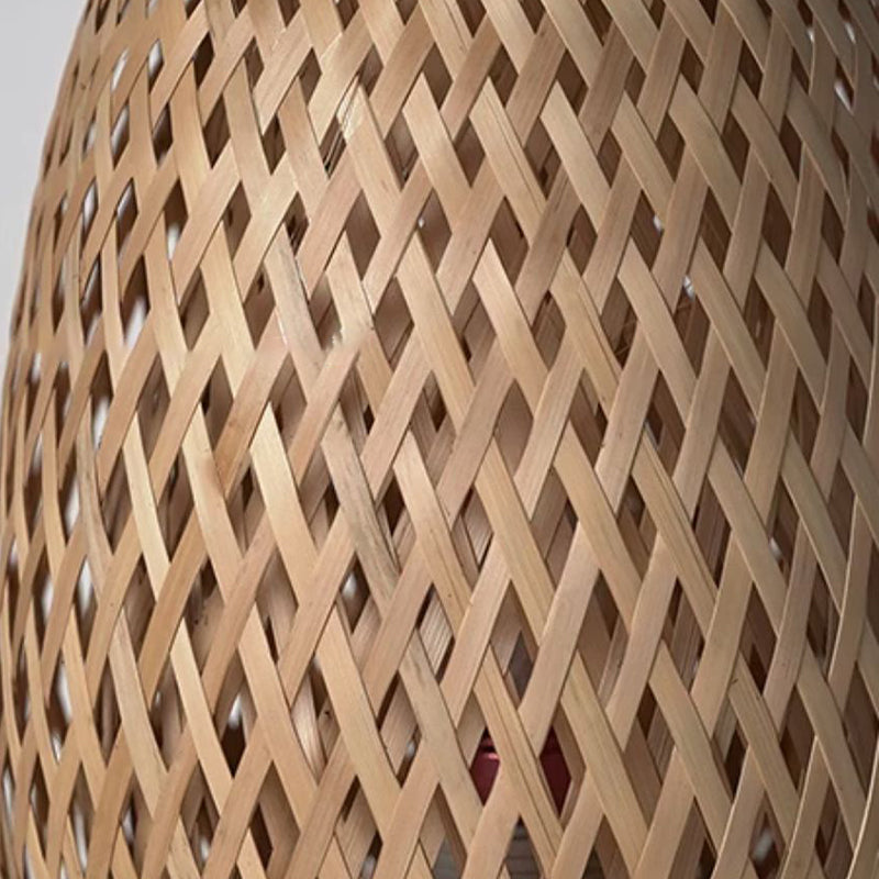 Handmade Natural Wooden Base Bamboo Weaving Table Lamp Eye Protection Bedroom Bedside Night Light