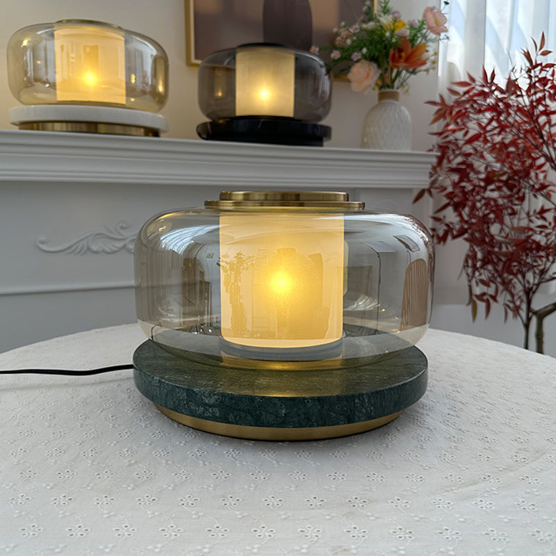Modern Luxury Marble Table Lamp With Glass Lampshade