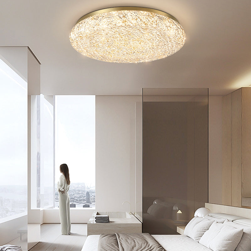 High End Luxury Round Brass Ceiling Light with Acrylic Lampshade for Bedroom Living Room