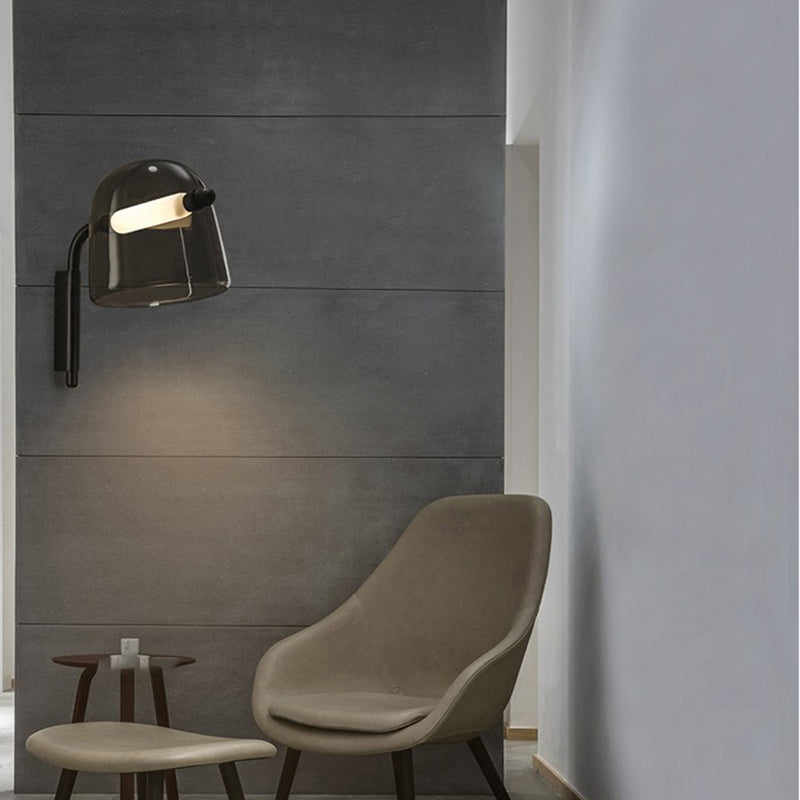 Postmodern Design Wall Lamp Elegant Smoky Gray Glass for Living Room Study Creative Bedroom Lamp Led Wall Light