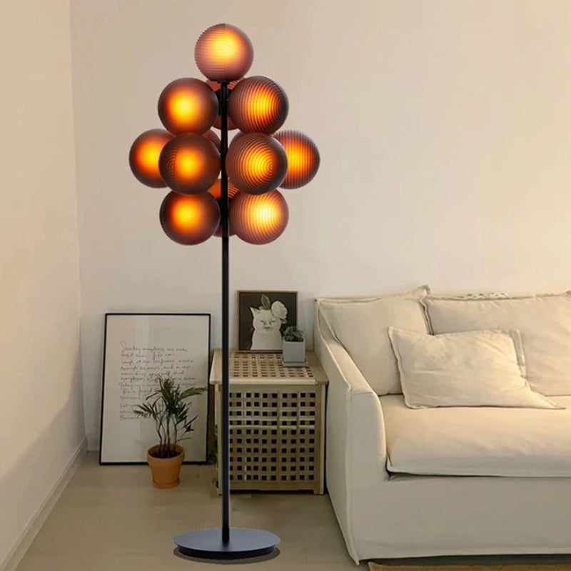 Novelty 63" Purple Grapes Glass Floor Lamp With 13 G9 LED Light Bulb