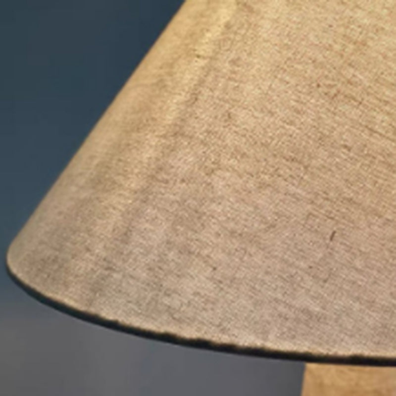 Vintage Yellow Cave Stone Table Lamp E27 LED Handmade White Fabric Lampshade for Bedroom Living Room