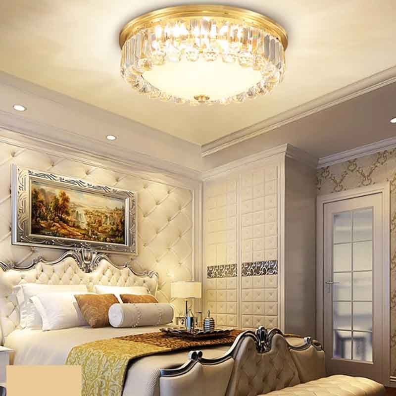 Luxury Modern Copper Ceiling Lamp Crystal LED Ceiling Light Dia.45cm For Foyer Bedroom