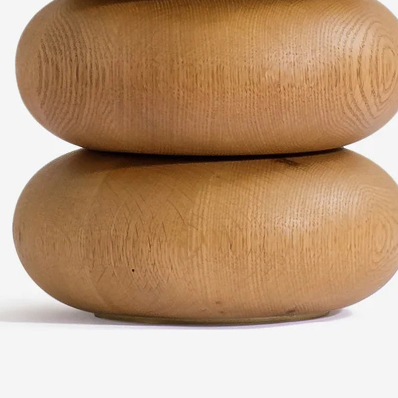 Pebble Shaped Solid Wood Table Lamp Modern and Simple Fabric Lampshade Desk Lamp 110-240V