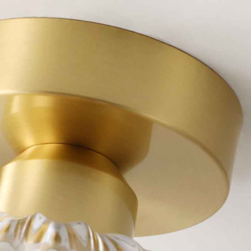 Rustic Creative Flower Brass LED Ceiling Light With Clear Glass Lampshade and LED E27