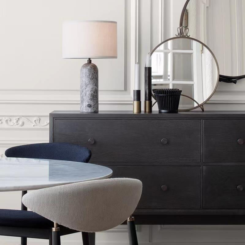 Modern Simple Marble Table Lamp With Beige Fabric Lampshade