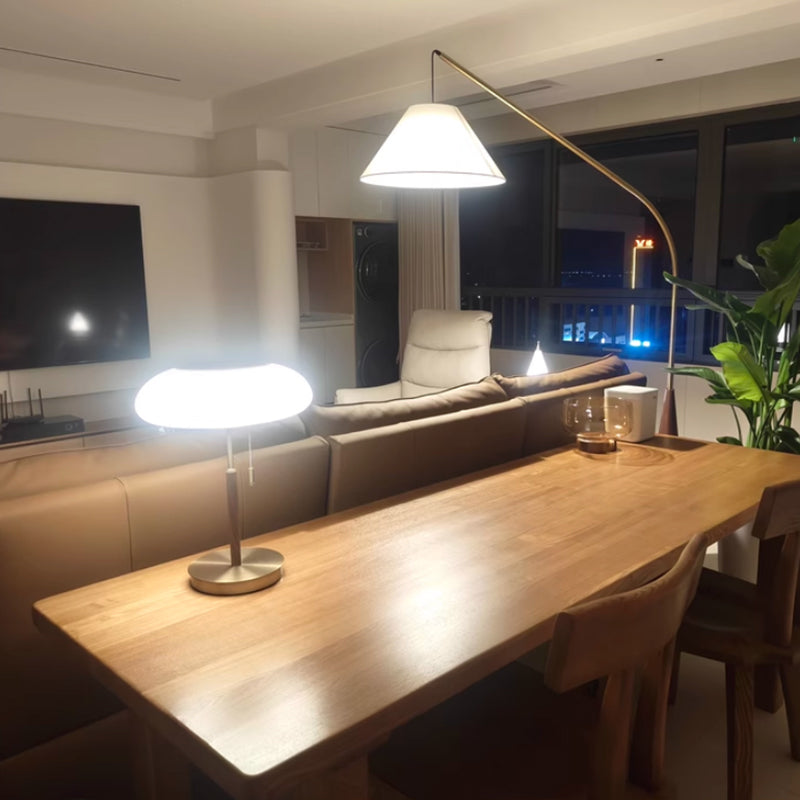 Traditional Solid Wood Table Lamp With White Glass Lampshade