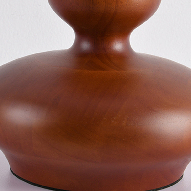 Residential Use Casual Gourd Wood & Textile Electrical Plug-in Bedside Table Lamp 17.5"