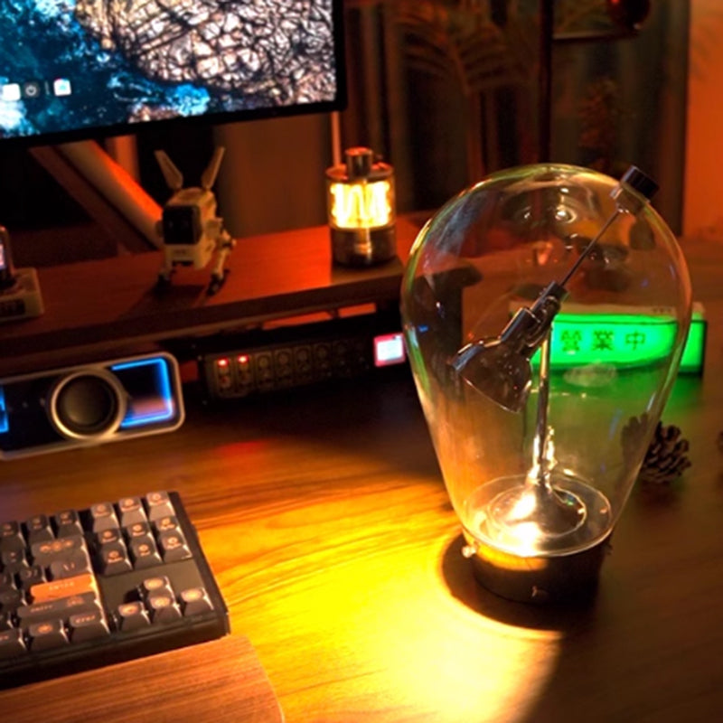 Designer Creative Light Bulb Glass Table With Magnetic Adjustment
