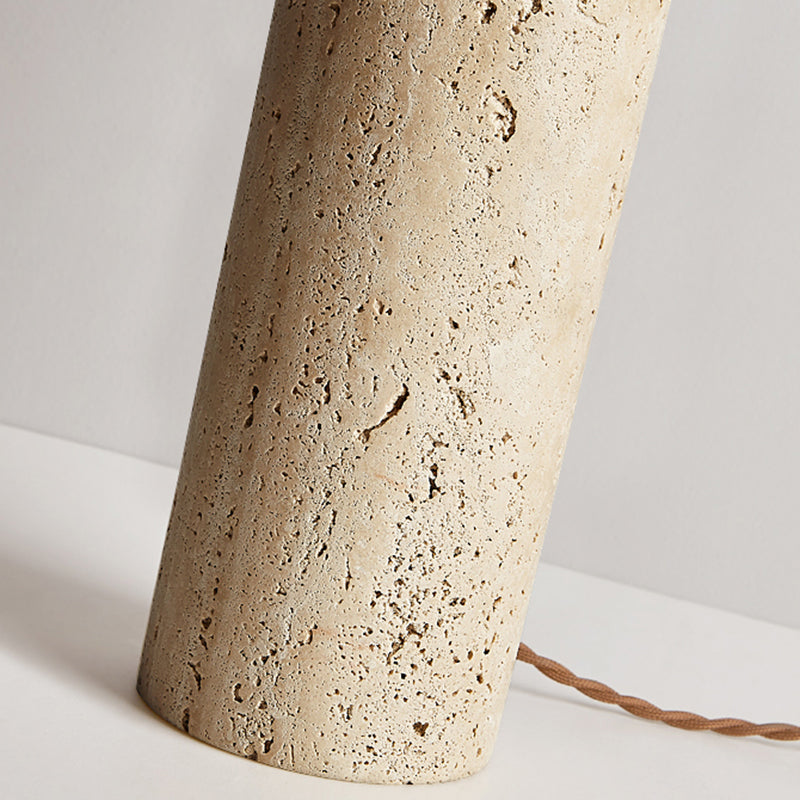 Wabi Sabi Beige Nature Marble Table Lamp With White Glass Lampshade