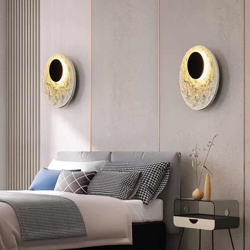 Modern Creative Round Resin Wall Lamps LED Indoor White Black Color Bedside Bedroom Wall Light