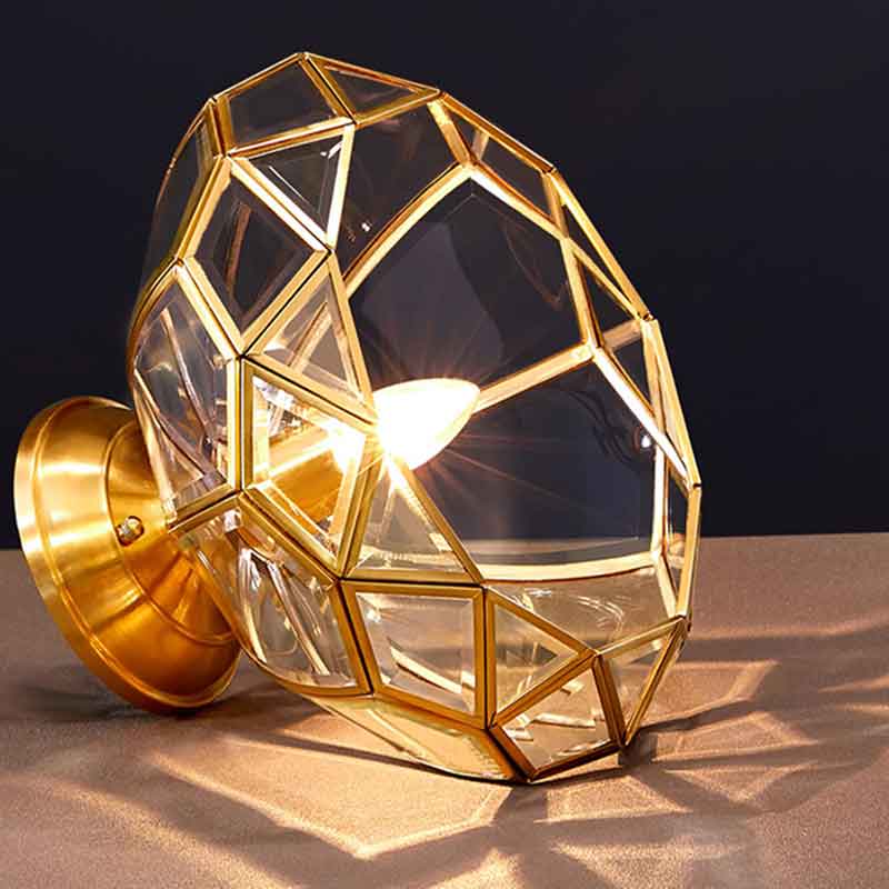 Designer Creative Luxury Brass LED Ceiling Lamp With Clear Glass Lampshade