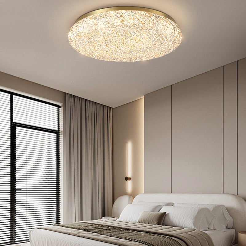 High End Luxury Round Brass Ceiling Light with Acrylic Lampshade for Bedroom Living Room