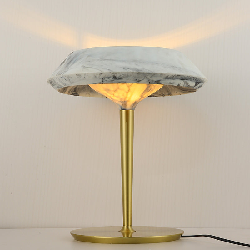 Traditional Gold Color Table Lamp With Resin Lampshade and Metal Body