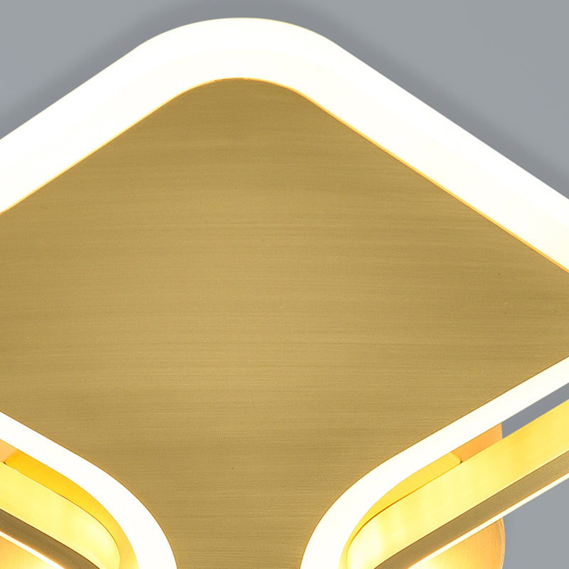 Light Luxury LED 23" Square Flush Brass Ceinling Lamp With Acrylic Lampshade