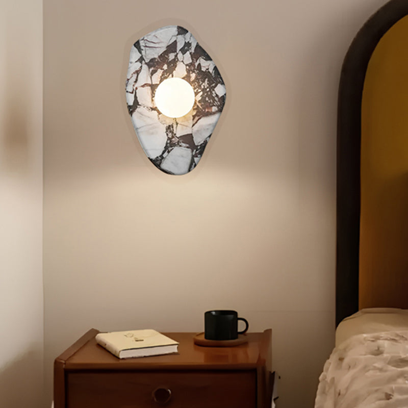 Tax Include Nature Pattern Marble Round Art  Wall Lamp Black White Green