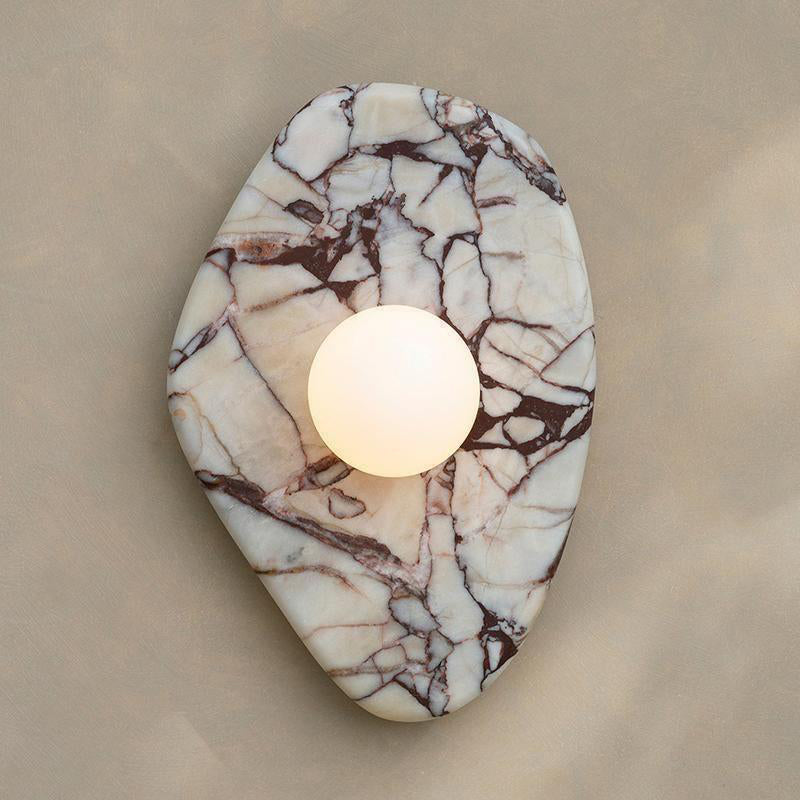 Tax Include Nature Pattern Marble Round Art  Wall Lamp Black White Green
