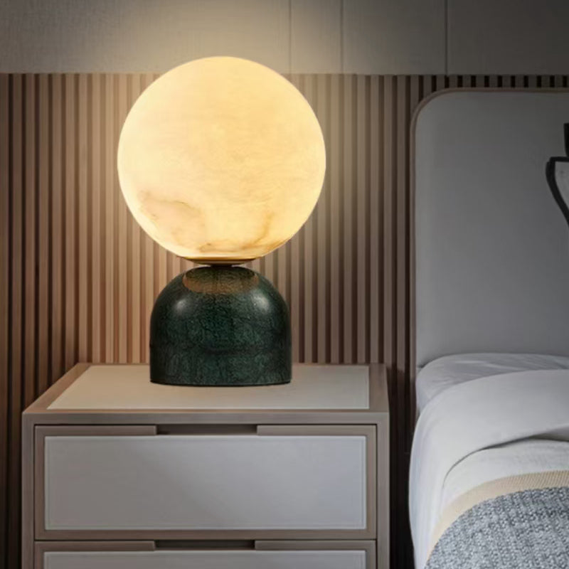 Simple Nature Marble Table Lamp Black White Green Color