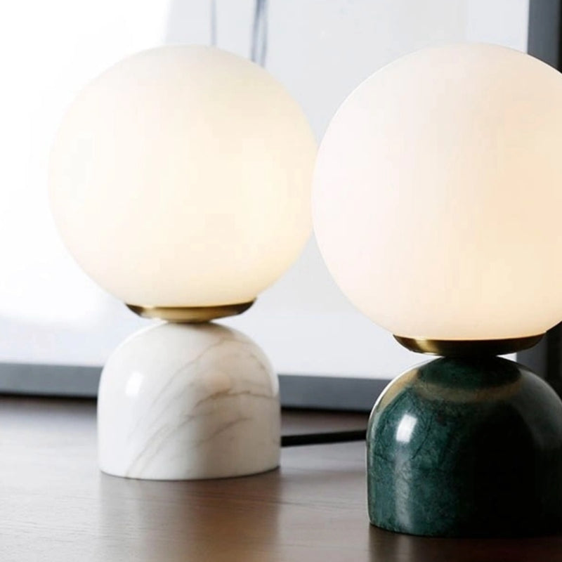 Simple Nature Marble Table Lamp Black White Green Color