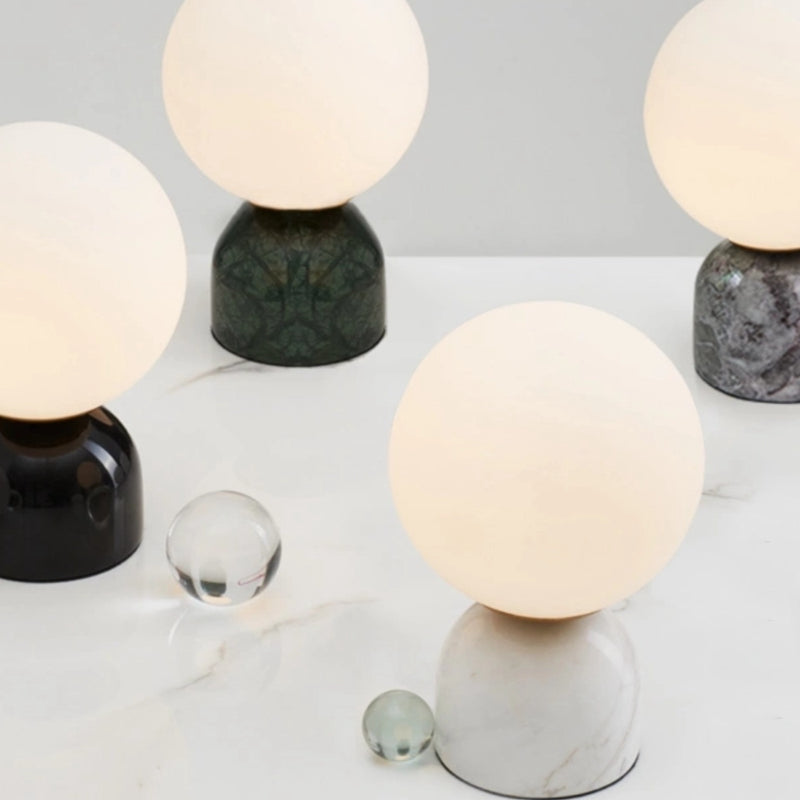 Simple Nature Marble Table Lamp Black White Green Color