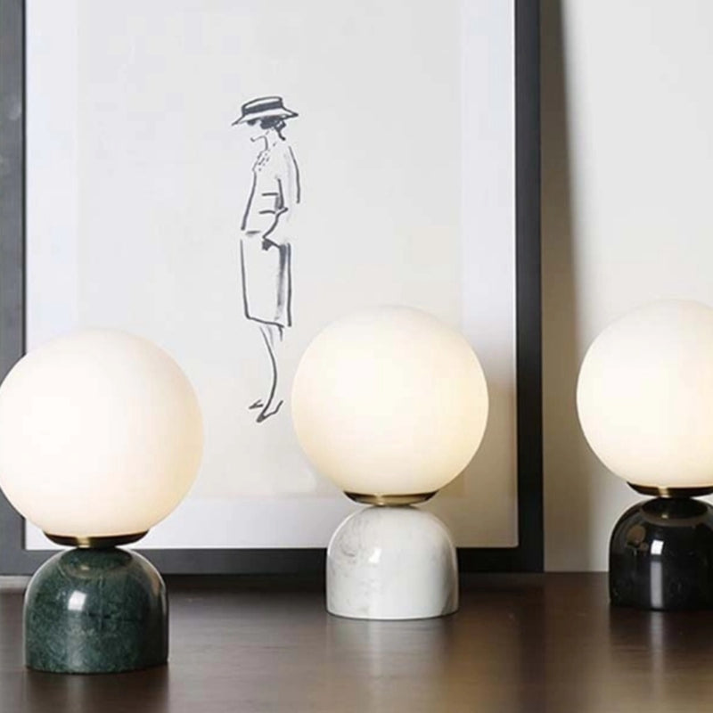 Simple Nature Marble Table Lamp Black White Green Color