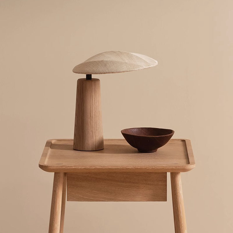 Solid Wood Desk Lamp Farmhouse Handmade Linen Lampshade Desk Lamp
