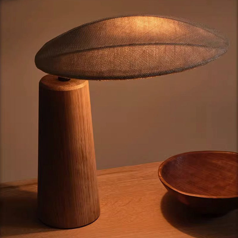 Solid Wood Desk Lamp Farmhouse Handmade Linen Lampshade Desk Lamp