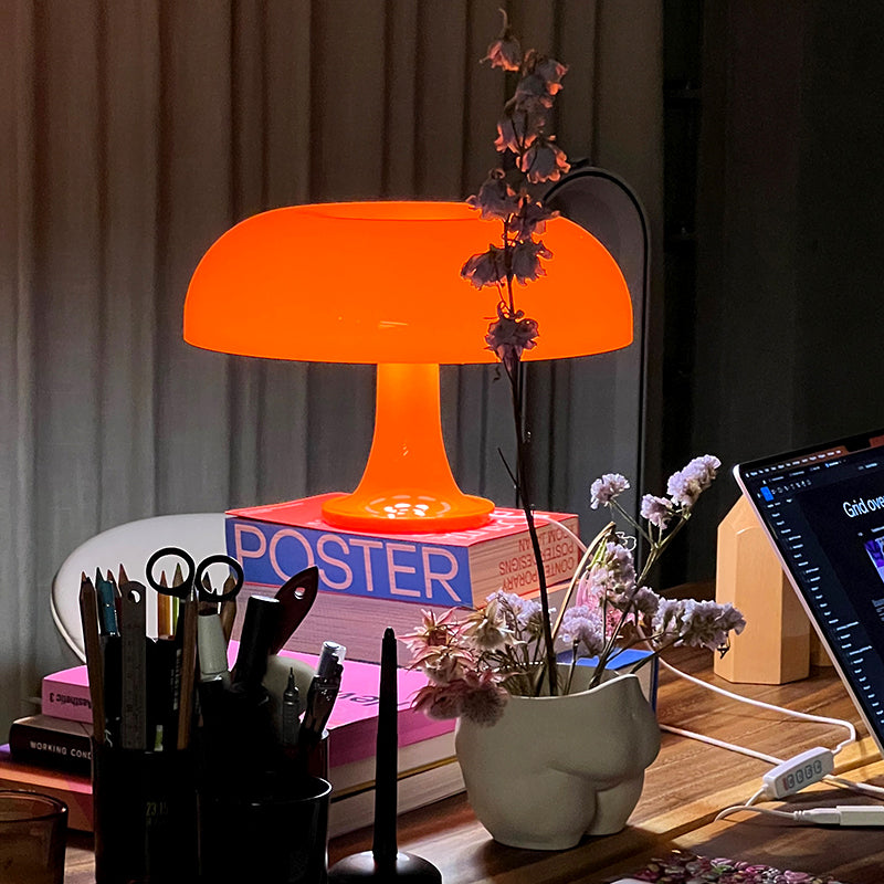 Acrylic High Light Translucency Orange Mushroom Table Lamp Colorful Night Light