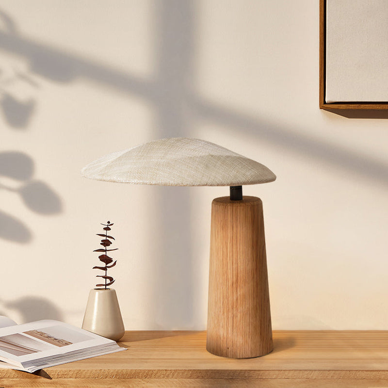 Solid Wood Desk Lamp Farmhouse Handmade Linen Lampshade Desk Lamp