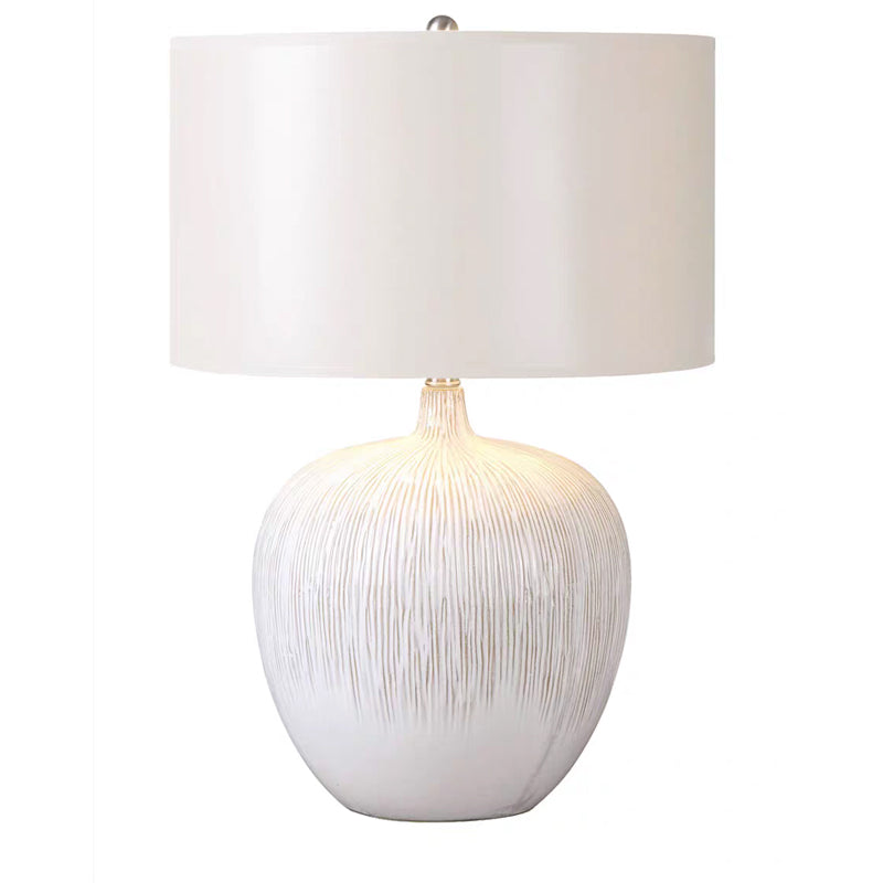 Residential Use Contemporary Ceramic & Downward Textured Fabric Plug-in Lighting Standard Table Lamp